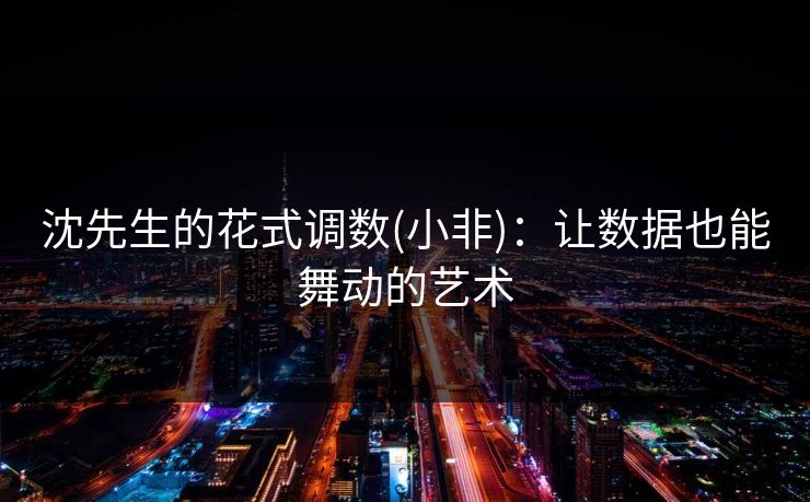 沈先生的花式调数(小非)：让数据也能舞动的艺术