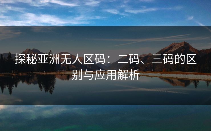 探秘亚洲无人区码：二码、三码的区别与应用解析