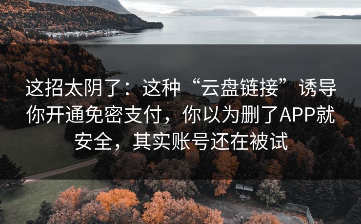 这招太阴了：这种“云盘链接”诱导你开通免密支付，你以为删了APP就安全，其实账号还在被试